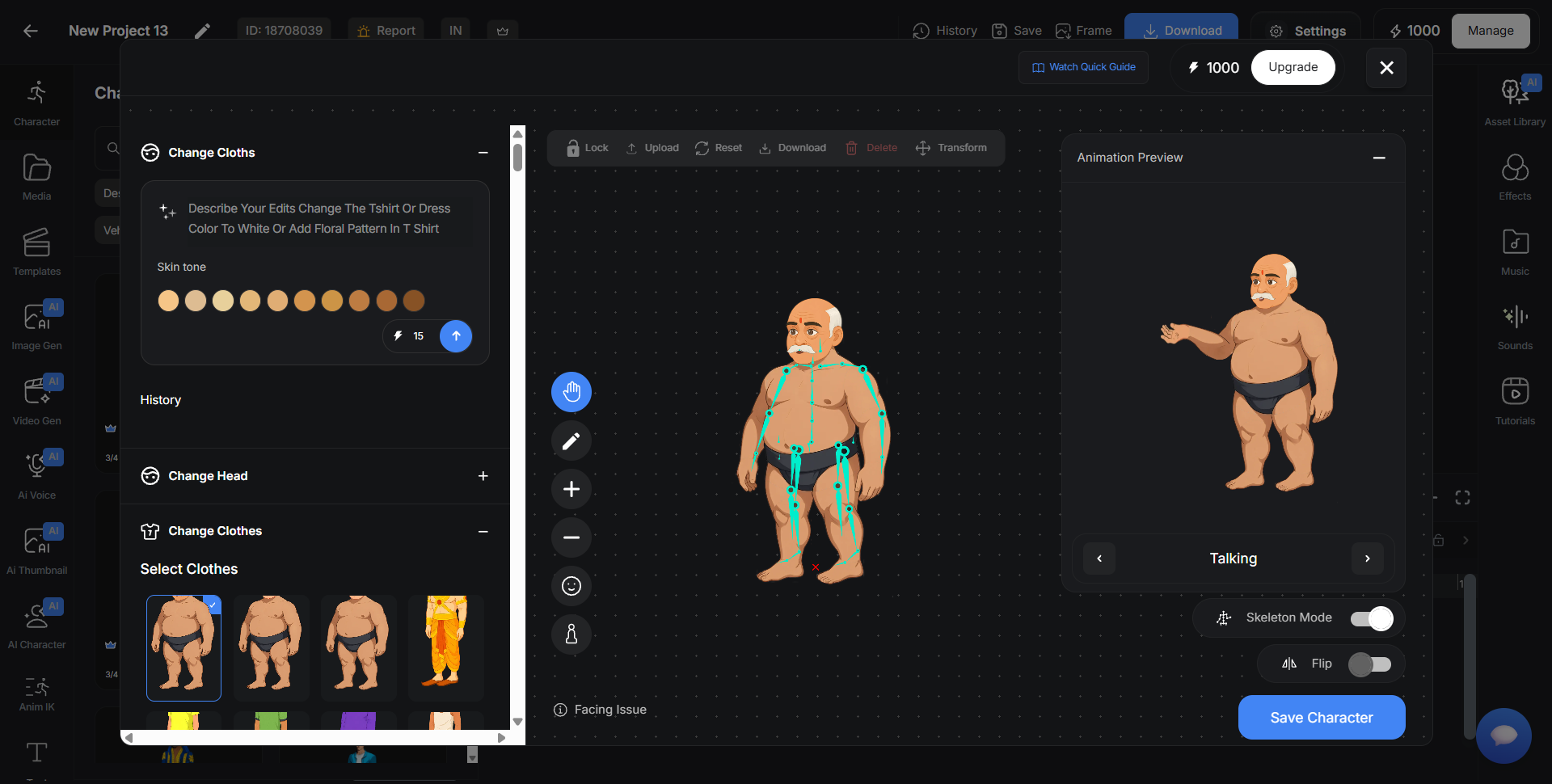 AutoDraft AI character customization and animation editor
